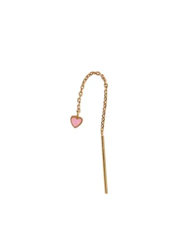 STINE A | Dangling Love Heart Light Pink Enamel Earring - Single