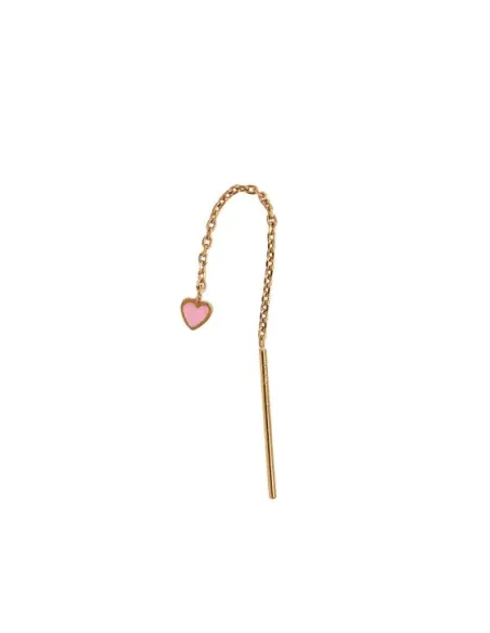 STINE A | Dangling Love Heart Light Pink Enamel Earring - Single