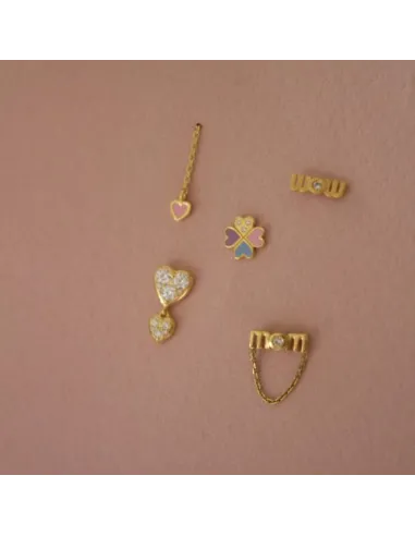 STINE A | Dangling Love Heart Light Pink Enamel Earring - Single