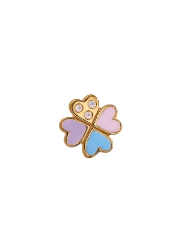 STINE A | Love Hearts Clover Multi Enamel Earring - Single