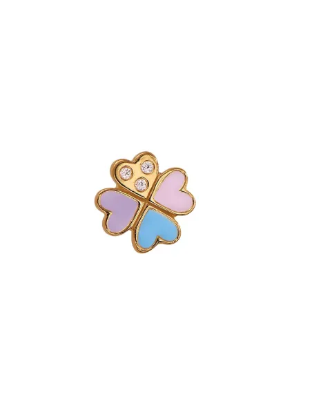 STINE A | Love Hearts Clover Multi Enamel Earring - Single