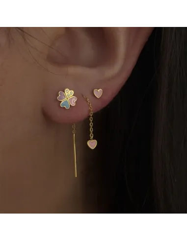 STINE A | Love Hearts Clover Multi Enamel Earring - Single