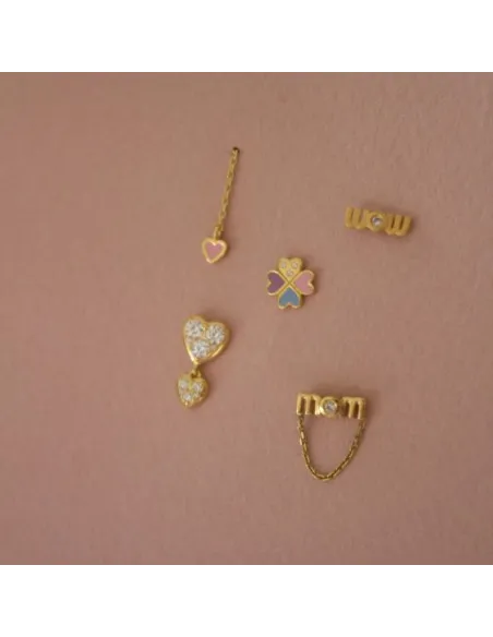 STINE A | Love Hearts Clover Multi Enamel Earring - Single