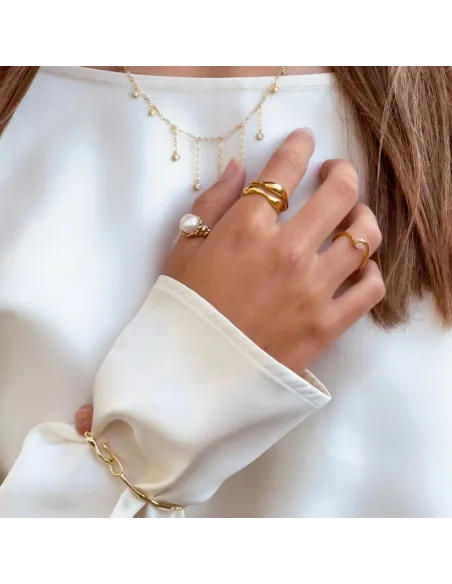 AQUA DULCE | SELA PEARL RING | GOLDEN
