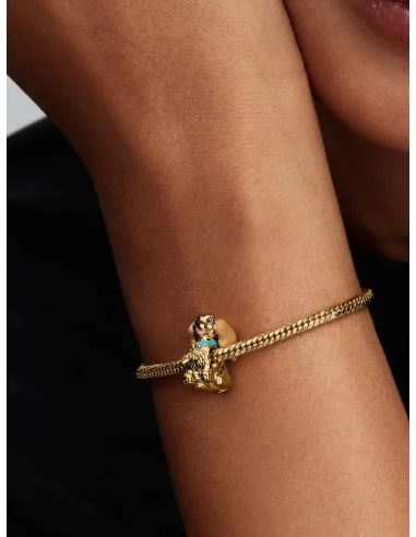 Pandora Julemagi Muranoglas Charm i rød med gylden folie og julemotiver