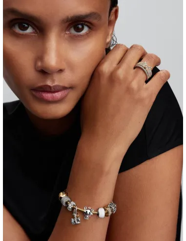 Pandora Julemagi Muranoglas Charm i rød med gylden folie og julemotiver