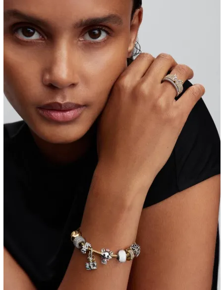 Pandora Julemagi Muranoglas Charm i rød med gylden folie og julemotiver