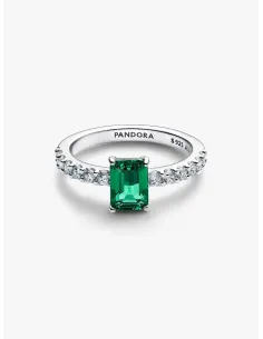 PANDORA | Rektangulær Funklende Grøn Halo Ring 2