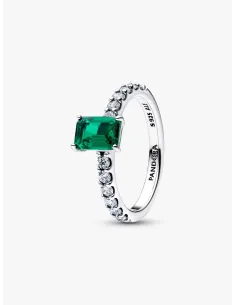 PANDORA | Rektangulær Funklende Grøn Halo Ring