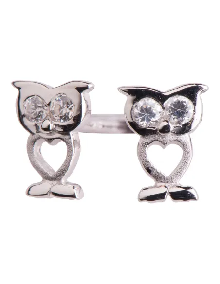NOA KIDS JEWELLERY | Rhod. sølvørestikker ugle m/cz