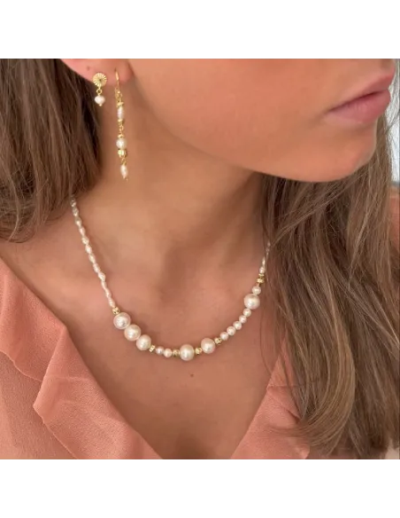 AQUA DULCE | LINE PEARL NECKLACE | GOLDEN