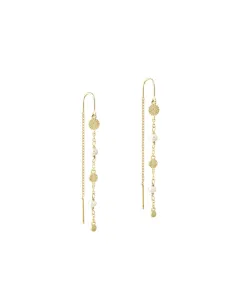 AQUA DULCE | LINE EARRING PEARL | GOLDEN