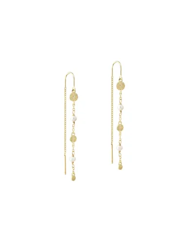 AQUA DULCE | LINE EARRING PEARL | GOLDEN
