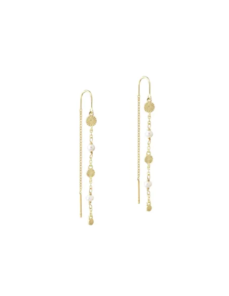 AQUA DULCE | LINE EARRING PEARL | GOLDEN