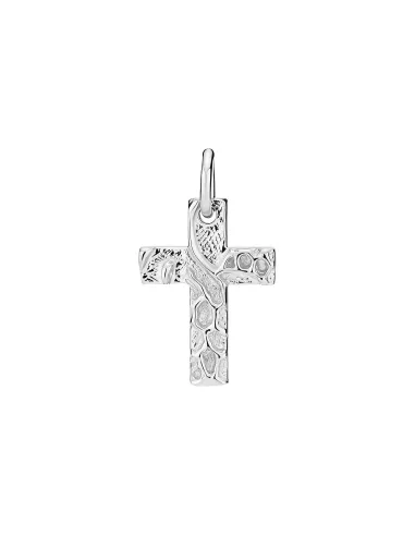 LUND COPENHAGEN | Vedhæng kors rustikt 17x12mm sølv
