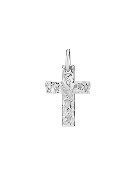 LUND COPENHAGEN | Vedhæng kors rustikt 17x12mm sølv