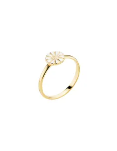 LUND COPENHAGEN | Marguerit ring 7,5mm 24 kt forgyldt hvid emalje