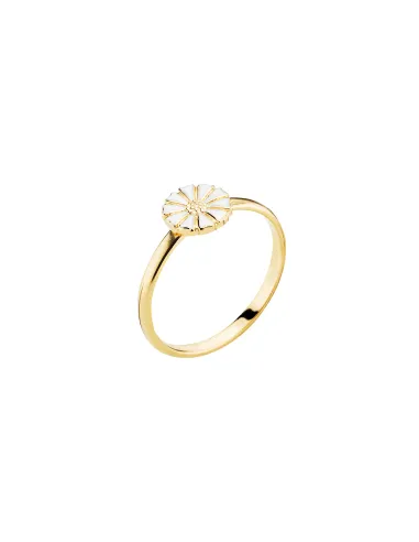 LUND COPENHAGEN | Marguerit ring 7,5mm 24 kt forgyldt hvid emalje