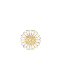 LUND COPENHAGEN | Marguerit broche med 1x 25mm 24 kt forgyldt hvid emalje
