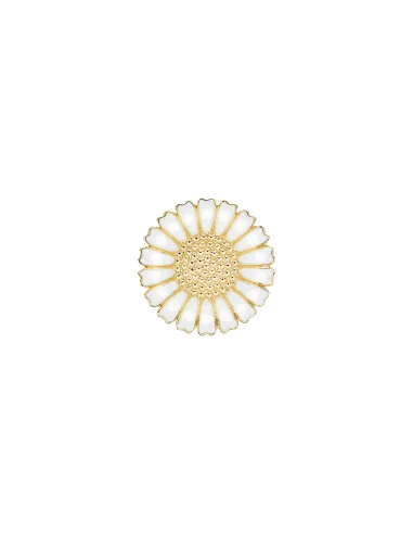 LUND COPENHAGEN | Marguerit broche med 1x 25mm 24 kt forgyldt hvid emalje