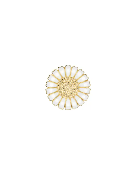 LUND COPENHAGEN | Marguerit broche med 1x 25mm 24 kt forgyldt hvid emalje
