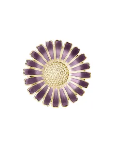 LUND COPENHAGEN | Marguerit broche 36mm lilla emalje 24kt forgyldt
