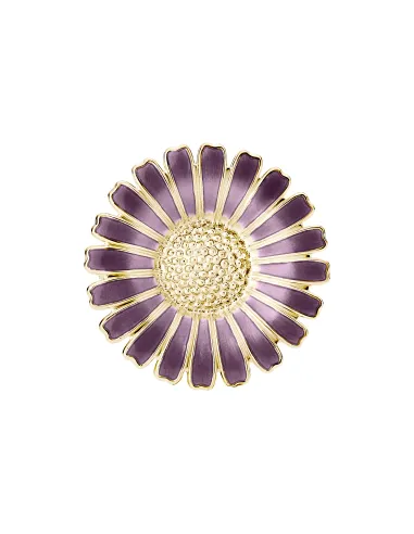 LUND COPENHAGEN | Marguerit broche 36mm lilla emalje 24kt forgyldt