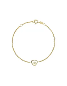 LUND COPENHAGEN | Marguerit armbånd hjerte med 1x5mm 24 kt forgyldt hvid emalje