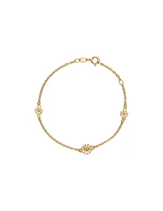 LUND COPENHAGEN | Marguerit armbånd 2x5mm og 1x7,5mm 24 kt forgyldt hvid emalje