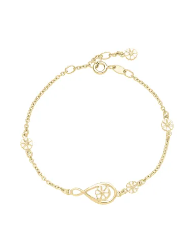 LUND COPENHAGEN | Marguerit armbånd 5x5mm med infinity 24kt forgyldt hvid emalje