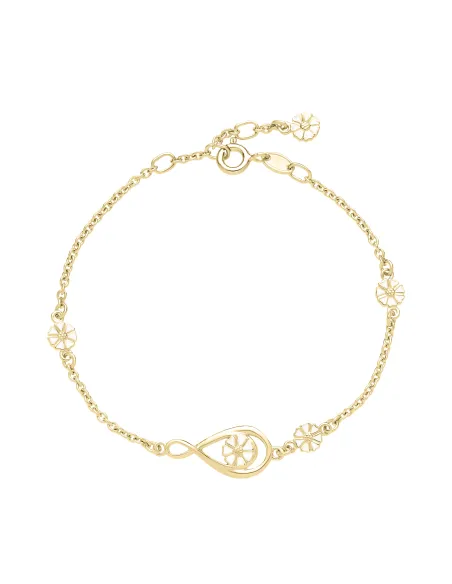 LUND COPENHAGEN | Marguerit armbånd 5x5mm med infinity 24kt forgyldt hvid emalje