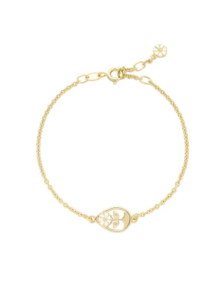 LUND COPENHAGEN | Marguerit armbånd 5mm dråbe blomst 24kt forgyldt hvid emalje