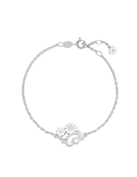 Lund Copenhagen | Marguerit armbånd filigran med 7,5mm + 5mm hvid emalje