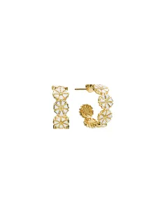LUND COPENHAGEN | Marguerit creol 7x5mm ø 11mm 24 kt forgyldt hvid emalje