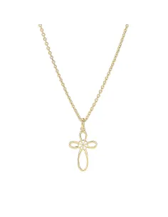 Lund Copenhagen | Marguerit collier kors 1x5mm 24kt forgyldt hvid emalje
