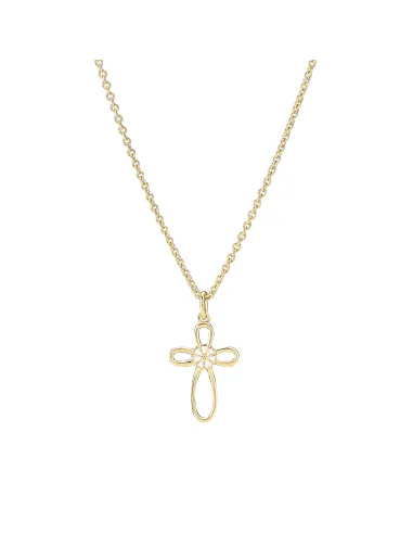 Lund Copenhagen | Marguerit collier kors 1x5mm 24kt forgyldt hvid emalje