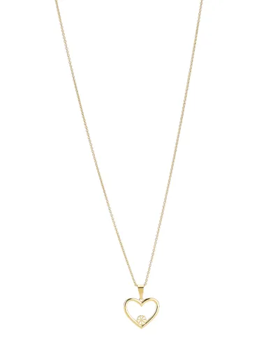 Lund Copenhagen | Marguerit collier med vedhæng hjerte 1x5mm 24 kt forgyldt
