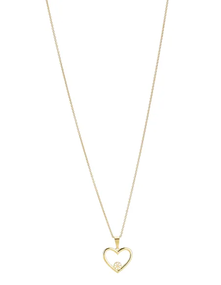 Lund Copenhagen | Marguerit collier med vedhæng hjerte 1x5mm 24 kt forgyldt