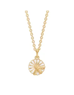 Lund Copenhagen | Marguerit collier 11 mm med bi 24kt forgyldt hvid emalje