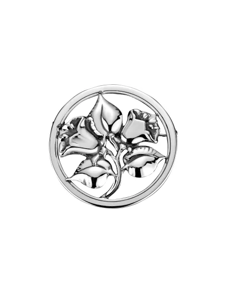 LUND COPENHAGEN | Broche med blomst diameter 42mm oxyderet 925