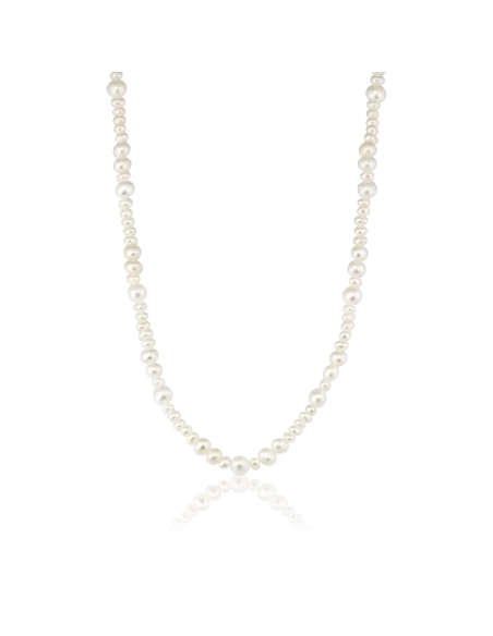 Ocean Necklace 03 – 18K guldbelagt sølvhalskæde med ferskvandsperler.