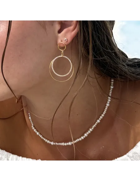 Ocean Necklace 03 – 18K guldbelagt sølvhalskæde med ferskvandsperler.
