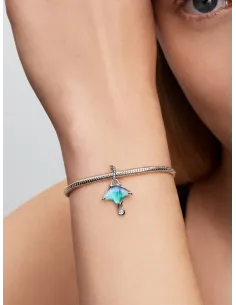 Pandora Julemagi Muranoglas Charm i rød med gylden folie og julemotiver 2