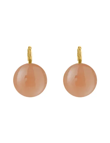 SUSANNE FRIIS BJØRNER | Vedhæng til øreringe, forgyldt sølv, 10 mm kugle glat peach månesten