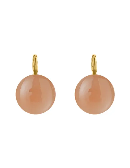 SUSANNE FRIIS BJØRNER | Vedhæng til øreringe, forgyldt sølv, 10 mm kugle glat peach månesten