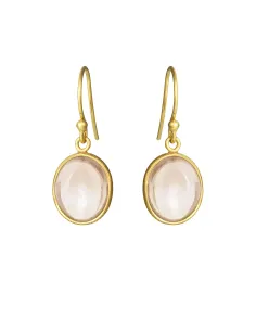 SUSANNE FRIIS BJØRNER | Ørering (bøjle), forgyldt sølv, 10x12 mm oval cabochon morganit krystal