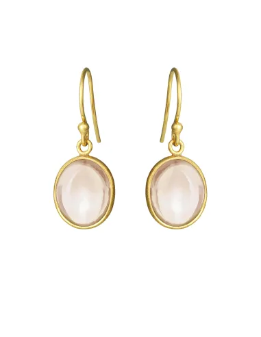 SUSANNE FRIIS BJØRNER | Ørering (bøjle), forgyldt sølv, 10x12 mm oval cabochon morganit krystal