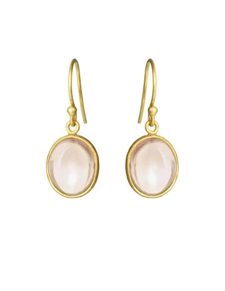 SUSANNE FRIIS BJØRNER | Ørering (bøjle), forgyldt sølv, 10x12 mm oval cabochon morganit krystal