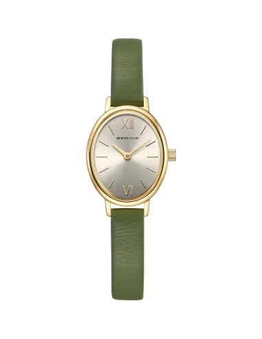 BERING Classic Dameur 11020-833 | Grøn Læderrem & Safirglas