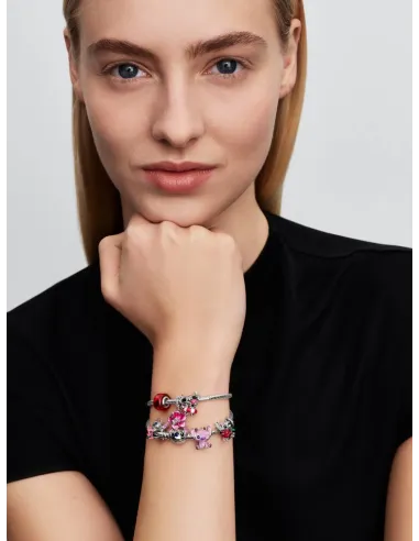 PANDORA Funklende Pavé Tredobbelt Række Charm | Glimtende Elegance
